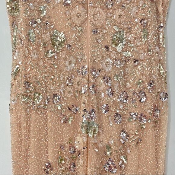Mac Duggal 5500 Size 14 Floral Embellished Bateau Neck Formal Gown, Nude Silver - Picture 9 of 15